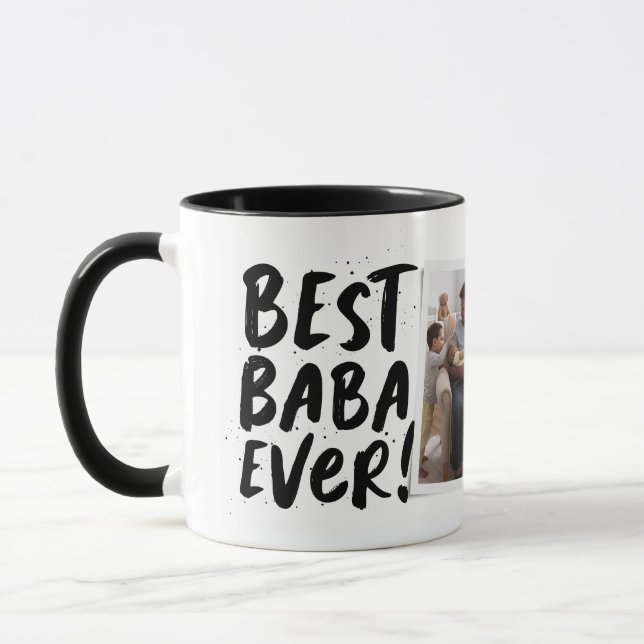 Best Baba Ever modern photo Greek Father's Day Mug (Left)