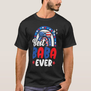 Best Baba Ever Rainbow Sunglasses Usa Flag 4th Of  T-Shirt