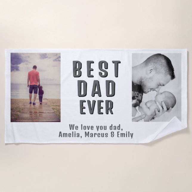 Best Bad Ever Father`s Day 2 Photo Collage Beach Towel (Front)