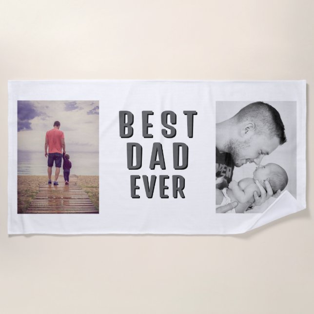 Best Bad Ever Father`s Day 2 Photo Collage Beach Towel (Front)
