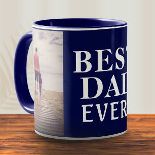 Best Bad Ever Father`s Day 2 Photo Collage Blue Mug