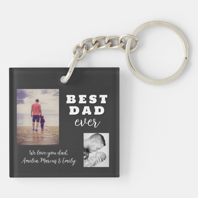 Best Bad Ever Father`s Day 2 Photo Collage Key Ring (Back)