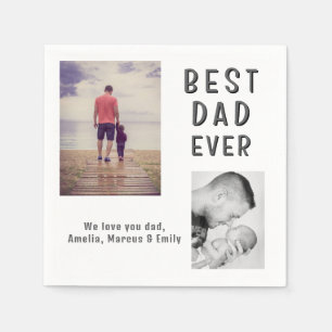 Best Bad Ever Father`s Day 2 Photo Collage Napkin