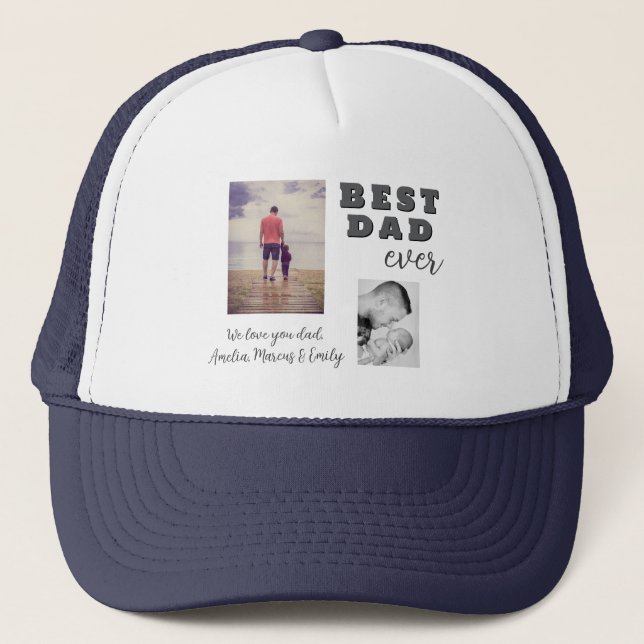 Best Bad Ever Father`s Day 2 Photo Collage Trucker Hat (Front)