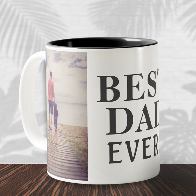 Best Bad Ever Father`s Day 2 Photo Collage Two-Tone Coffee Mug (Creator Uploaded)