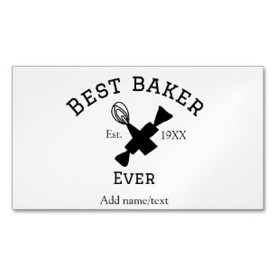 Best baker ever add name text baking est year cook magnetic business card