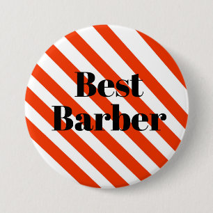 Best Barber Button - Pole Stripes