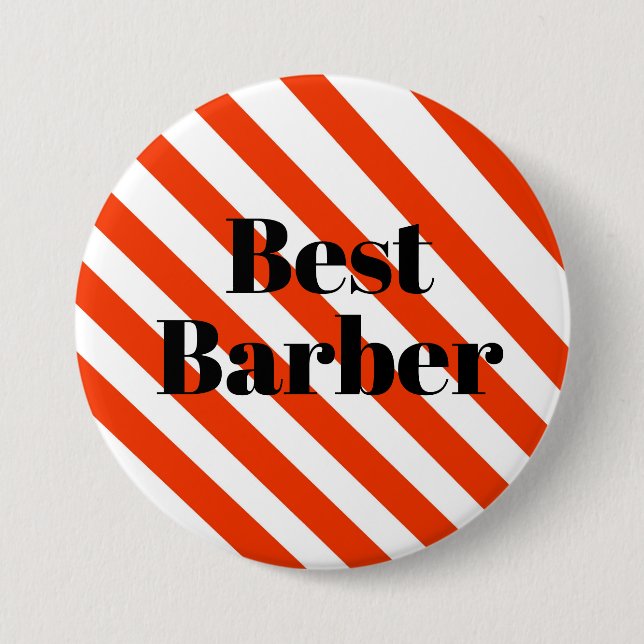 Best Barber Button - Pole Stripes (Front)