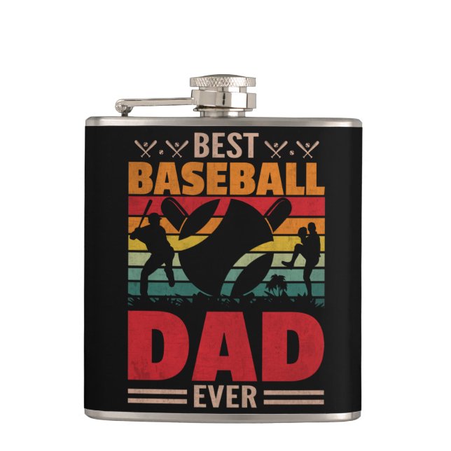Best Baseball Dad Ever Hip Flask (Front)