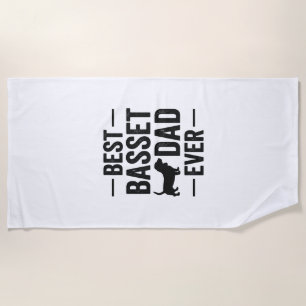 Best Basset Dad Ever Vintage Engraving Dog Shirt D Beach Towel