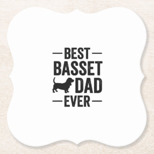 Best Basset Dad Ever Vintage Engraving Dog Shirt D Paper Coaster