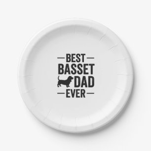 Best Basset Dad Ever Vintage Engraving Dog Shirt D Paper Plate