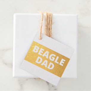 BEST BEAGLE DAD EVER PET PUPPY DOG IN WHITE & GOLD FAVOUR TAGS