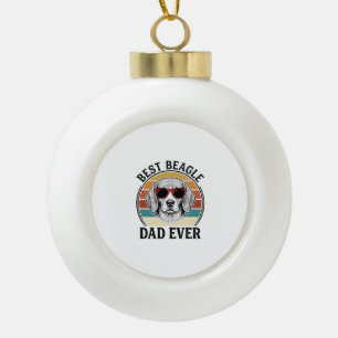 Best Beagle Dad Ever Vintage Beagle Shirt Design_1 Ceramic Ball Christmas Ornament