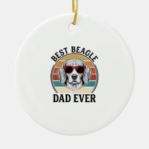 Best Beagle Dad Ever Vintage Beagle Shirt Design_1 Ceramic Tree Decoration