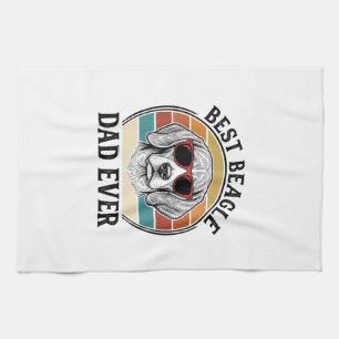 Best Beagle Dad Ever Vintage Beagle Shirt Design_1 Tea Towel