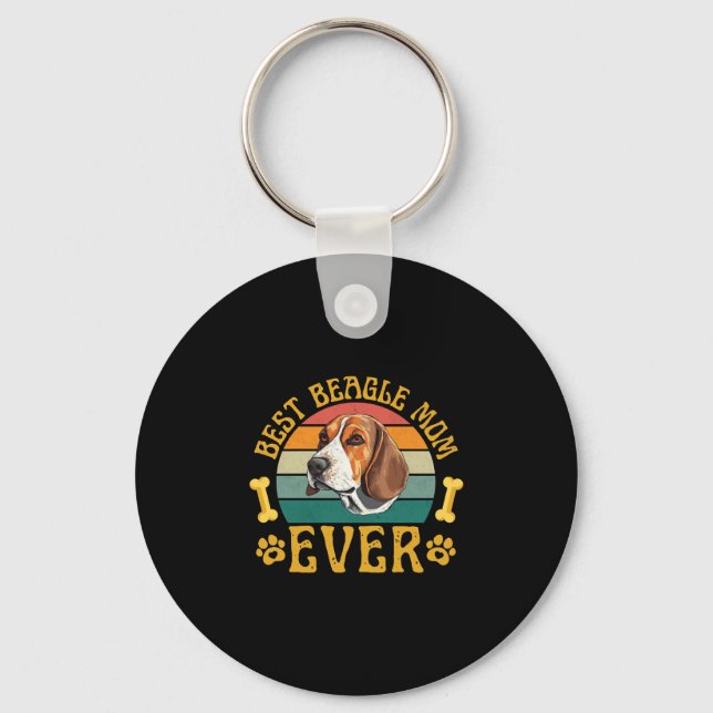 Best Beagle Mum Ever, Funny Beagle Dog Canine Key Ring (Front)
