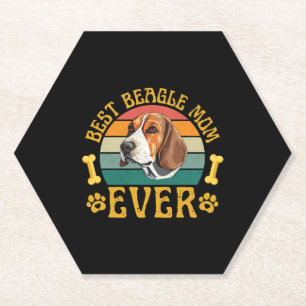 Best Beagle Mum Ever, Funny Beagle Dog Canine Paper Coaster