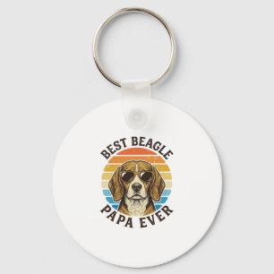 Best Beagle Papa Ever Vintage Dog Dad Shirt Design Key Ring