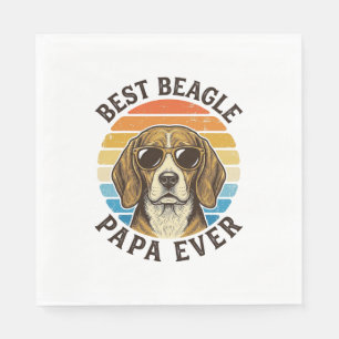 Best Beagle Papa Ever Vintage Dog Dad Shirt Design Napkin