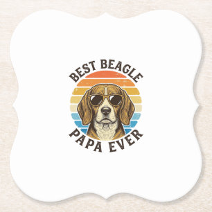 Best Beagle Papa Ever Vintage Dog Dad Shirt Design Paper Coaster