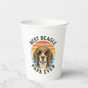 Best Beagle Papa Ever Vintage Dog Dad Shirt Design Paper Cups