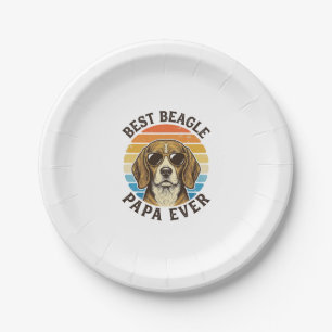 Best Beagle Papa Ever Vintage Dog Dad Shirt Design Paper Plate