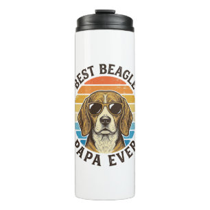 Best Beagle Papa Ever Vintage Dog Dad Shirt Design Thermal Tumbler