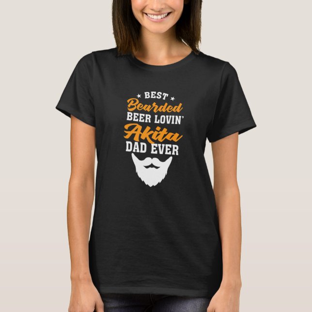 Best Bearded Beer Lovin' Pug Dad Dog Humour Pets T-Shirt (Front)
