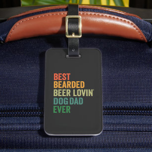 Best Bearded Beer Loving Cat dad Ever Funny Retro Luggage Tag