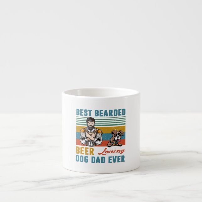 Best Bearded Beer Loving Dog Dad Boxer Pet Lover Espresso Cup (Front)