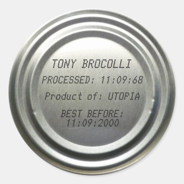 'Best Before' Can Lid- Custom Classic Round Sticker (Front)