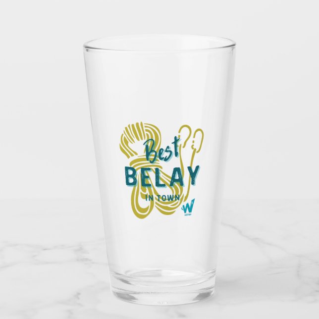 Best Belay in Town Pint Glass (Front)