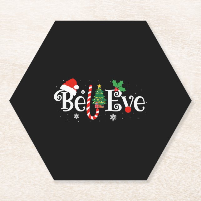 BEST BELIEVE CHRISTMAS PAJAMA SHIRT EVER Xmas Paper Coaster (Front)