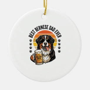 Best Bernese Dad Ever Vintage Dog Beer Shirt Desig Ceramic Tree Decoration