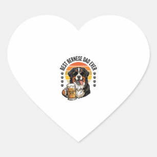 Best Bernese Dad Ever Vintage Dog Beer Shirt Desig Heart Sticker