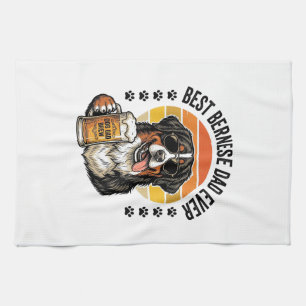 Best Bernese Dad Ever Vintage Dog Beer Shirt Desig Tea Towel