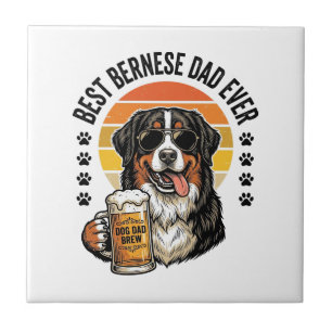 Best Bernese Dad Ever Vintage Dog Beer Shirt Desig Tile