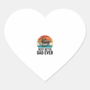 Best Betta Dad Ever Vintage Fish Design_1 Heart Sticker