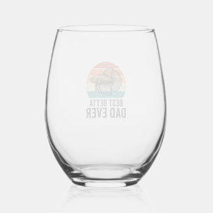 Best Betta Dad Ever Vintage Fish Design_1 Stemless Wine Glass