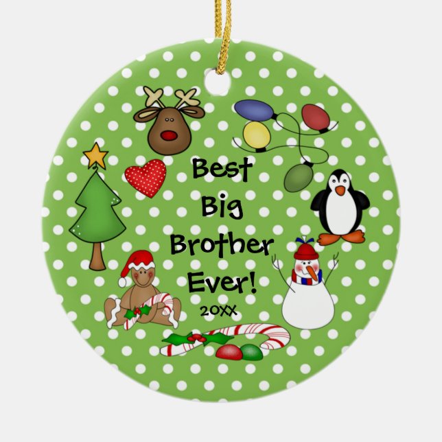 Best Big Brother Ever Christmas Ornament (Front)