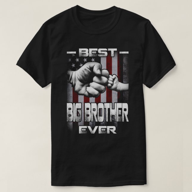 Best BIG BROTHER Ever Fist-bump US Flag T-Shirt (Design Front)