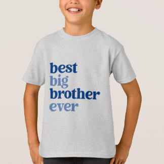 Best Big Brother Ever Grey with Blue Text Boys T-Shirt