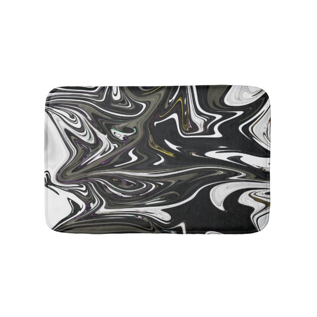 Best black and white abstract art, abstract paint bath mat (Front)