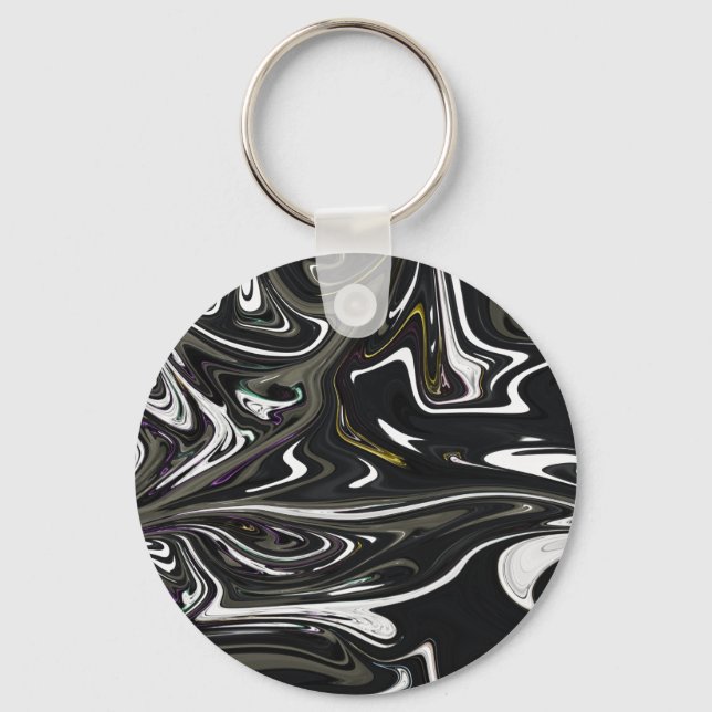 Best black and white abstract art, abstract paint key ring (Front)