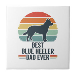 Best Blue Heeler Dad Ever Vintage Dog Shirt Design Tile