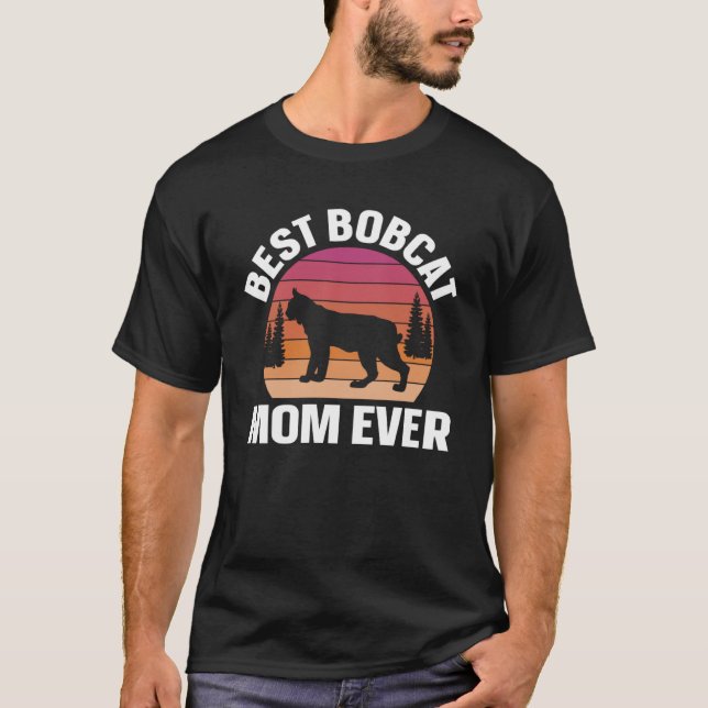 Best Bobcat Mum Retro Animal T-Shirt (Front)