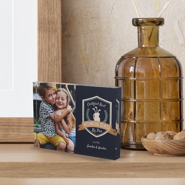 Best Bonus Dad By Par | Golf Stepdad Photo Block (Creator Uploaded)