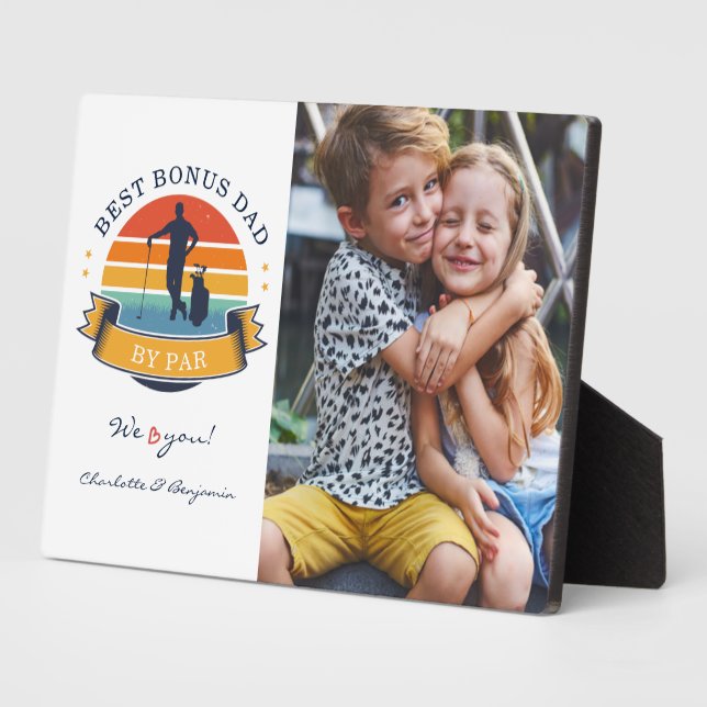 Best Bonus Dad By Par Retro Golf Fathers Day Photo Plaque (Side)
