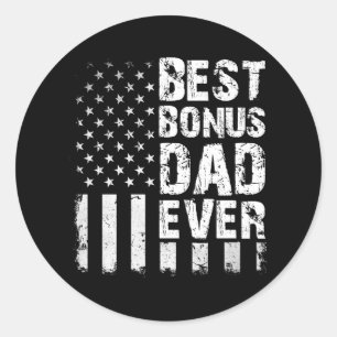 Best Bonus Dad Ever American Flag Classic Round Sticker